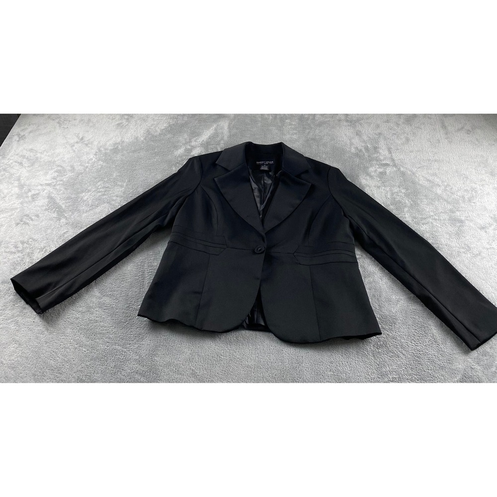 Robert Louis Womens 12P Black Single Button Pleated Waist Blazer‎ Jacket Petite